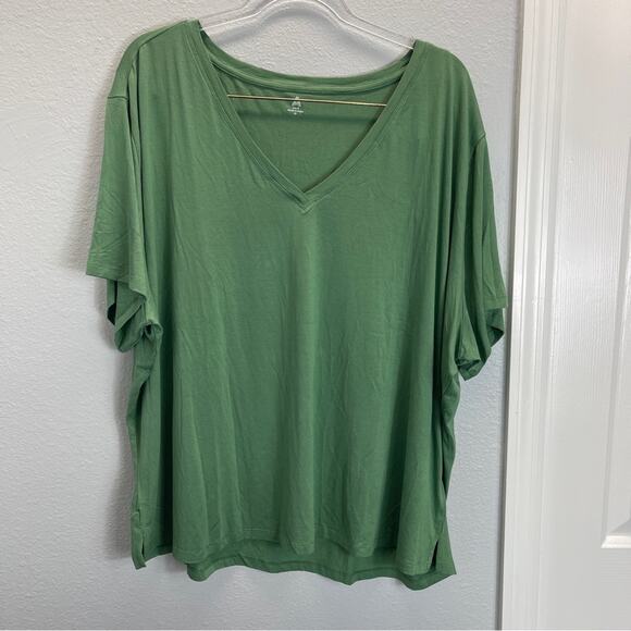 ABLE Meghan Drapey V-Neck shirt Green Balsam - Picture 1 of 8